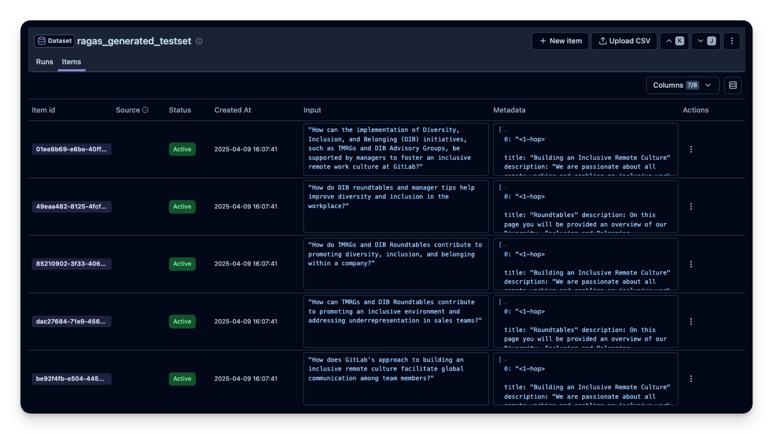 RAGAS Dataset